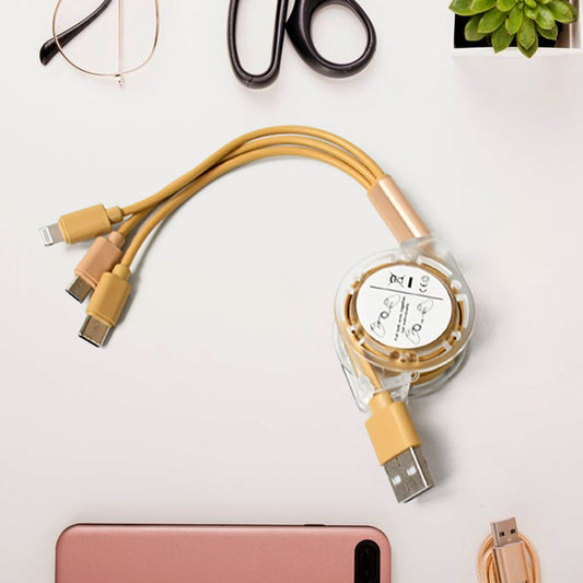 Retractable Charger Charging Cable, Micro USB Cable, 3 in 1, Multi Charging Cable, Compatible with Phone / Type C / Micro Android USB and Other Mobile Devices (1 Pc) - infinityexculsivestore.com