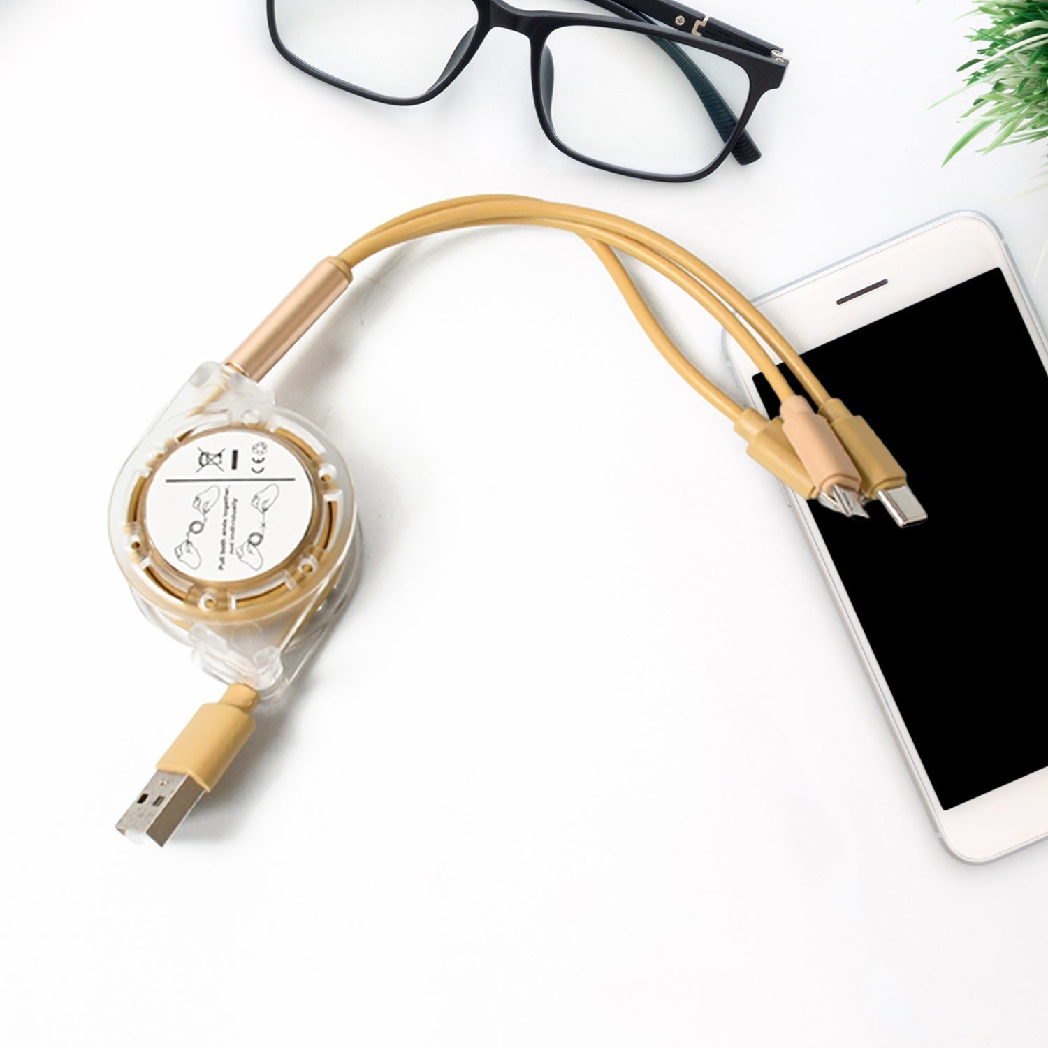 Retractable Charger Charging Cable, Micro USB Cable, 3 in 1, Multi Charging Cable, Compatible with Phone / Type C / Micro Android USB and Other Mobile Devices (1 Pc) - infinityexculsivestore.com