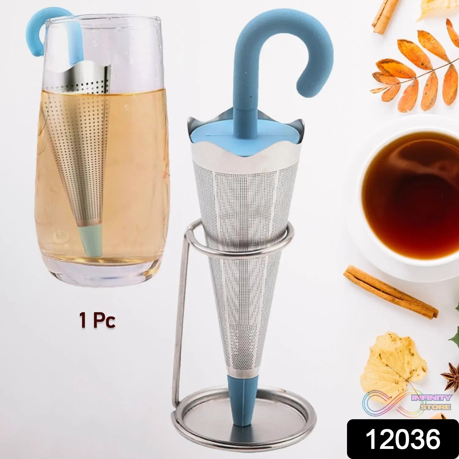Reusable Cute Umbrella Tea Strainer With Tray / Stand (1 Pc) - infinityexculsivestore.com