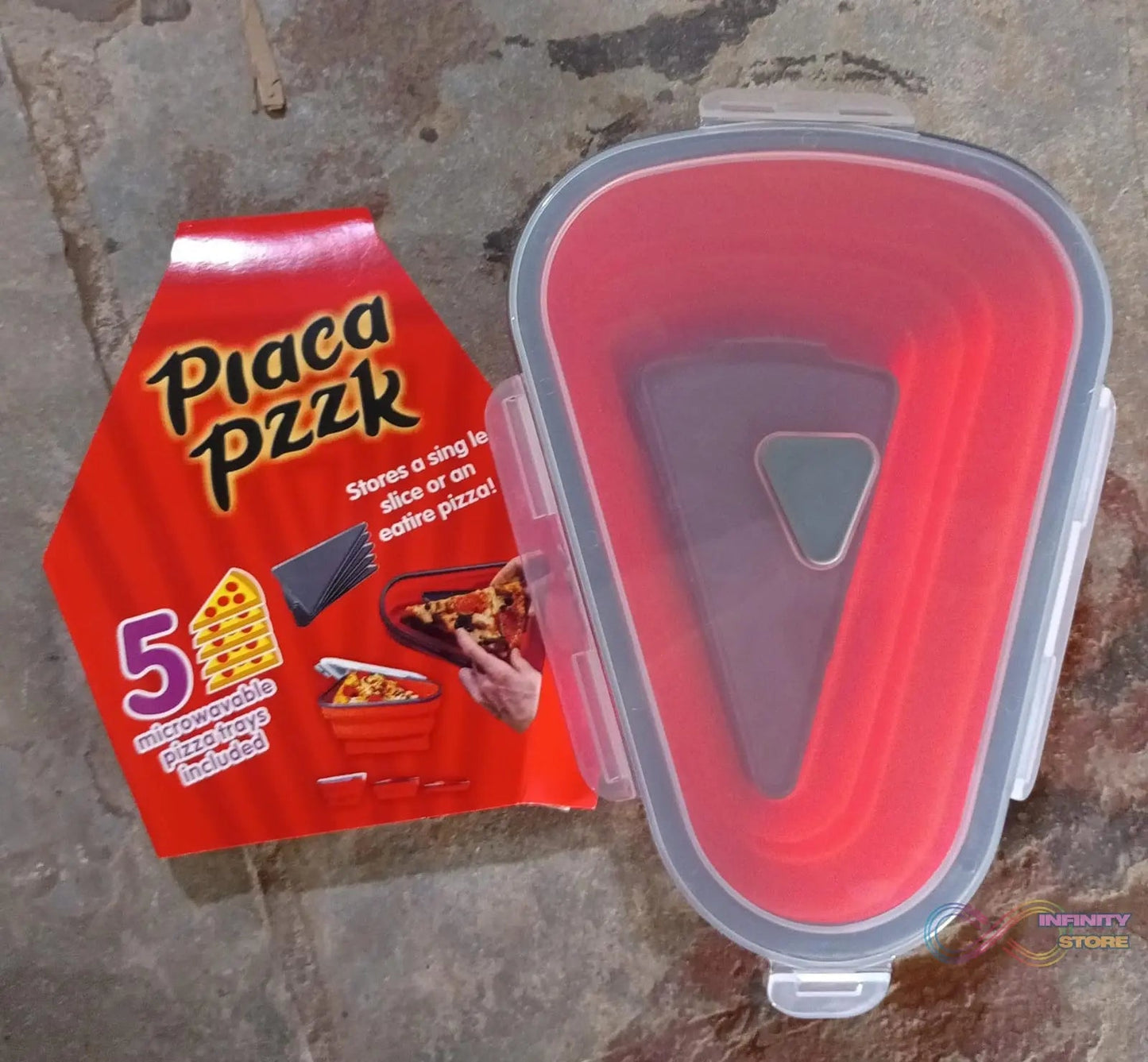 Reusable Pizza Storage Containers with 5 Microwavable Serving Trays, Silicone Container Expandable & Adjustable for Packing Pizza at home / outdoor - infinityexculsivestore.com