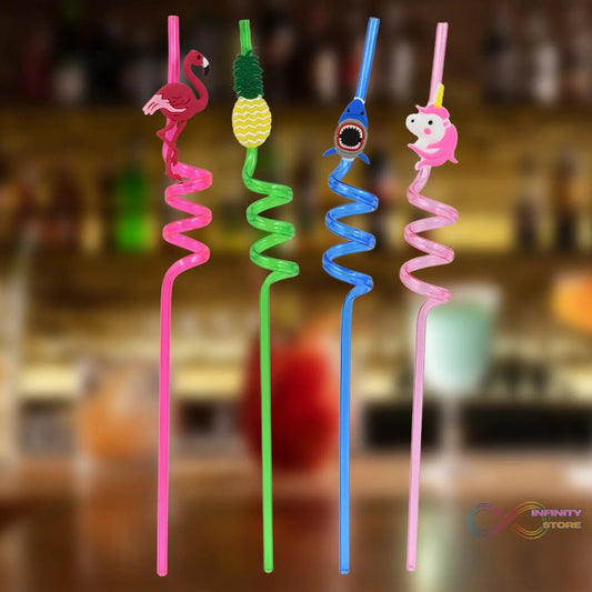Reusable Plastic Straws (12 pcs Set / Mix Design) - infinityexculsivestore.com