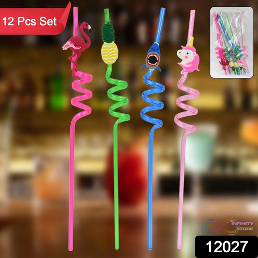 Reusable Plastic Straws (12 pcs Set / Mix Design) - infinityexculsivestore.com