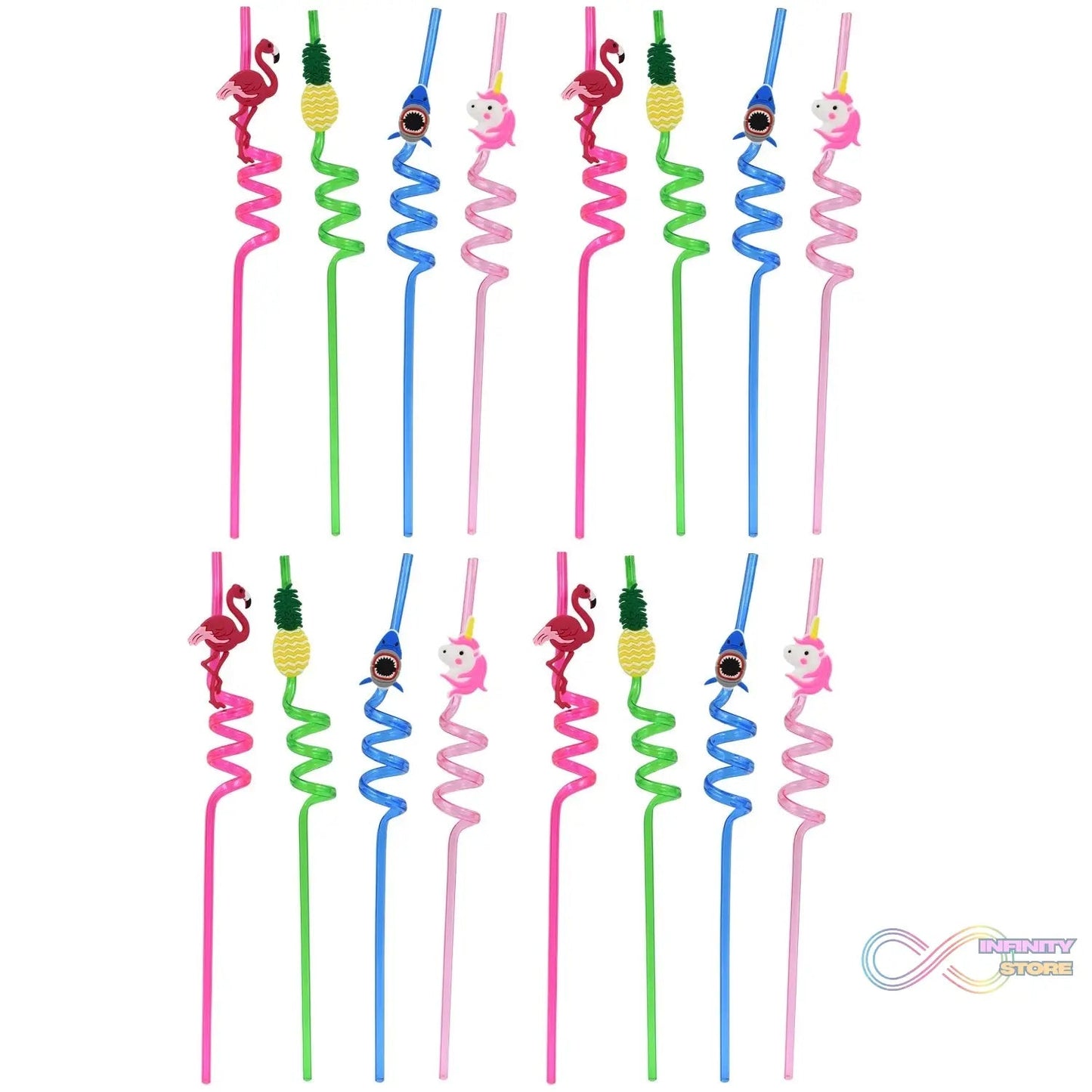 Reusable Plastic Straws (12 pcs Set / Mix Design) - infinityexculsivestore.com