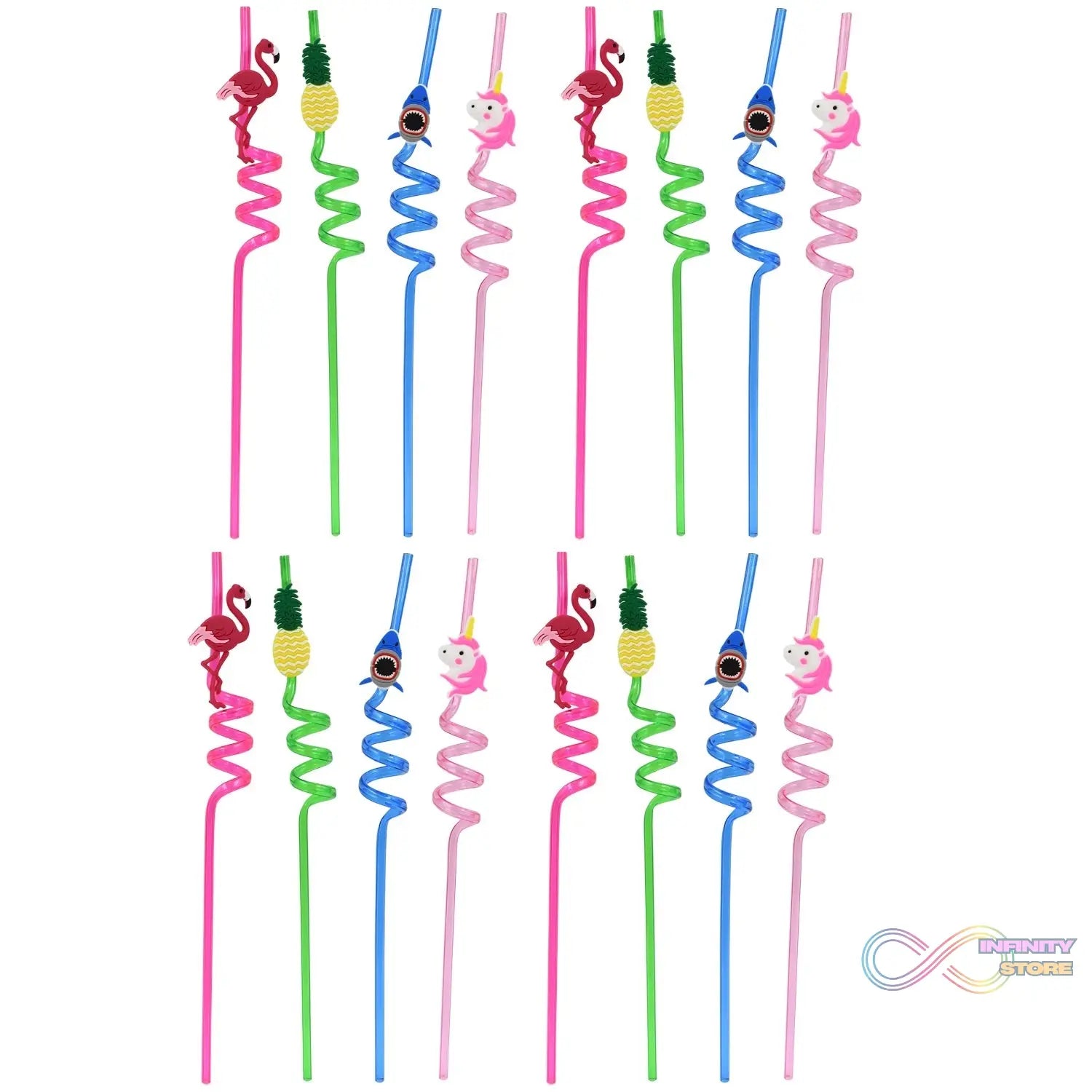 Reusable Plastic Straws (12 pcs Set / Mix Design) - infinityexculsivestore.com