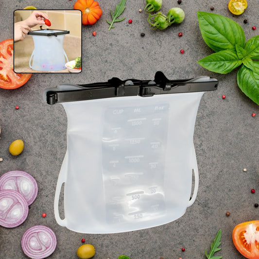 Reusable Silicone Food Storage Bag Set Leakproof Lock Reusable Flat Bottom Freezer Bags, Sandwich Bags, Silicone Food Grade Kids Snack Bags, BPA Free Microwave Safe (1 Pc) - infinityexculsivestore.com