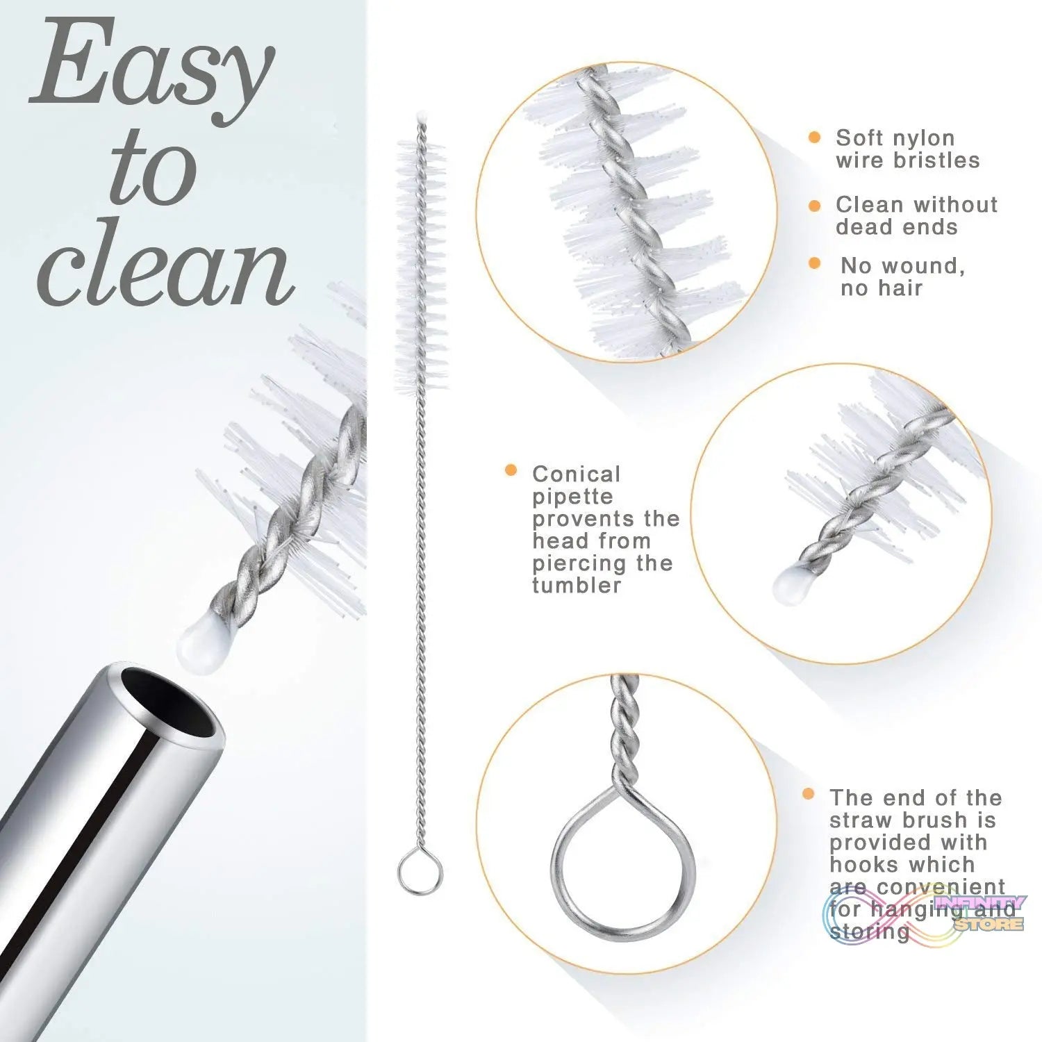 Reusable Stainless Steel Drinking Straws Bent (4 Bent Straws, 1 Brush) - infinityexculsivestore.com
