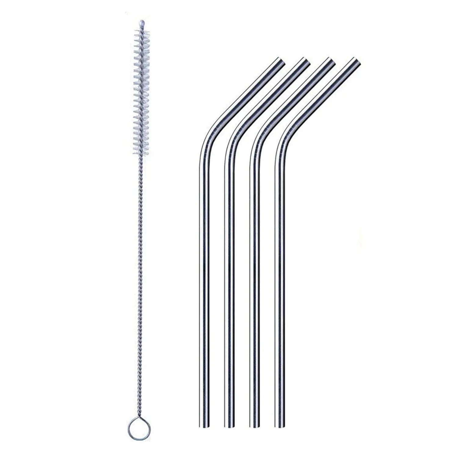 Reusable Stainless Steel Drinking Straws Bent (4 Bent Straws, 1 Brush) - infinityexculsivestore.com