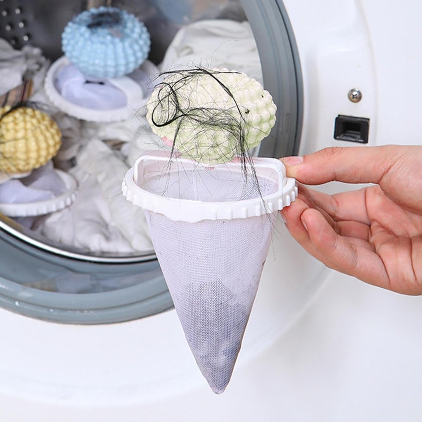 Reusable Washing Machine Floating Cylindrical Shape Lint Mesh Bag ( 1 Pc) - infinityexculsivestore.com