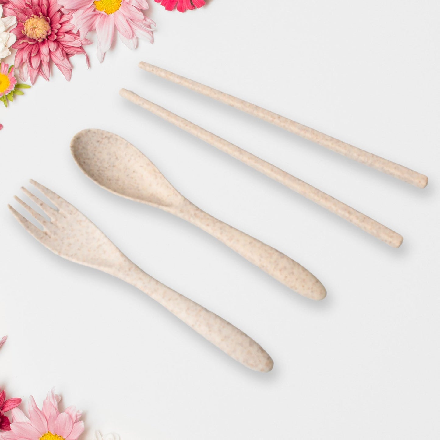 Rice Bowl Noodle 1 Bowl with 1 Lid and Handle Wheat Straw Noodle Bowls with Wheat Straw 1 Fork, 2 Chopsticks, 1 Spoon for Soup Salad Snack Set (6 Pcs Set) - infinityexculsivestore.com