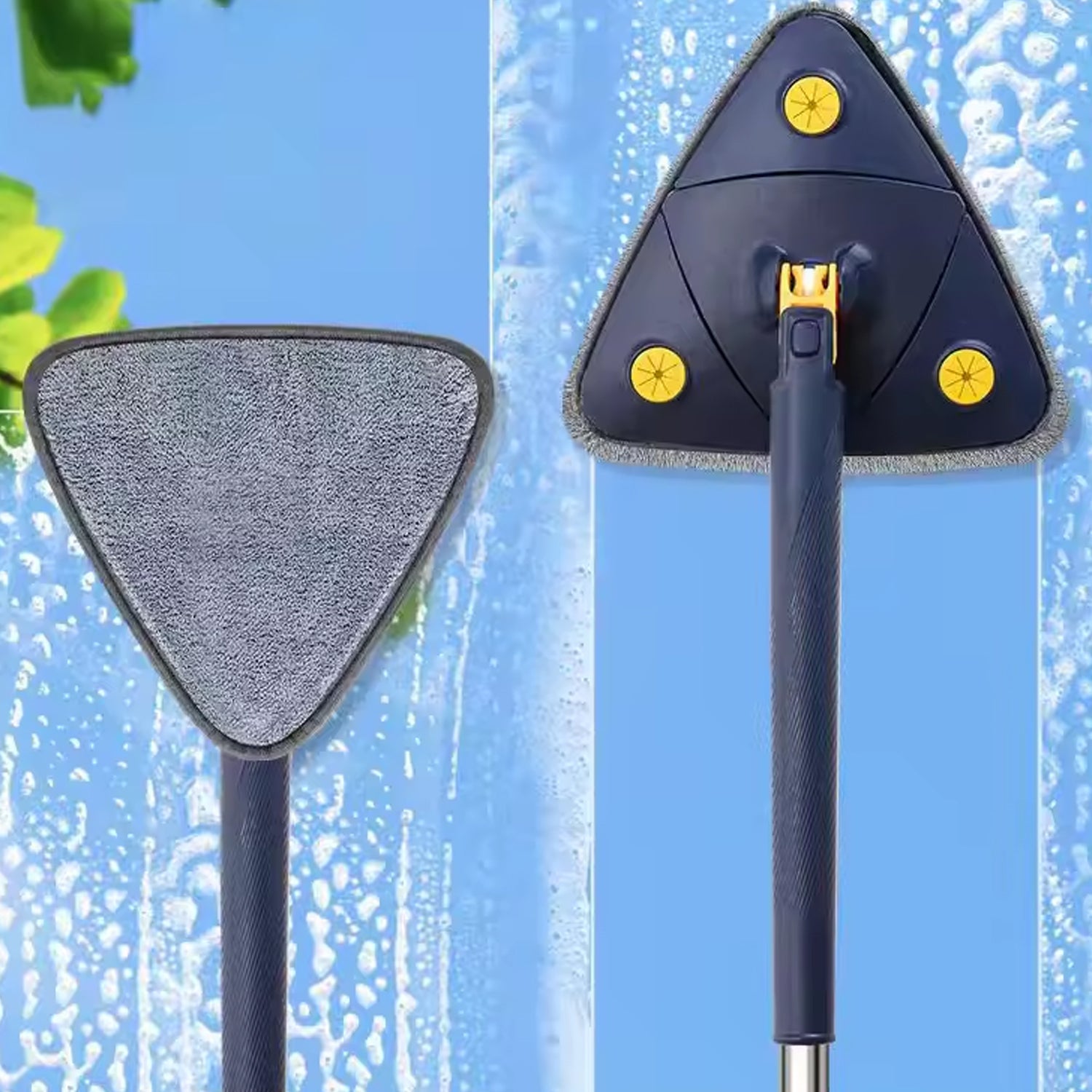 Rotatable Adjustable Triangle Cleaning Mop Triangle Mop with Stainless Steel Long Handle Push - Pull Squeezing Cleaning Mop Dry & Wet Mop for Floor Windows (1 Pc) - infinityexculsivestore.com