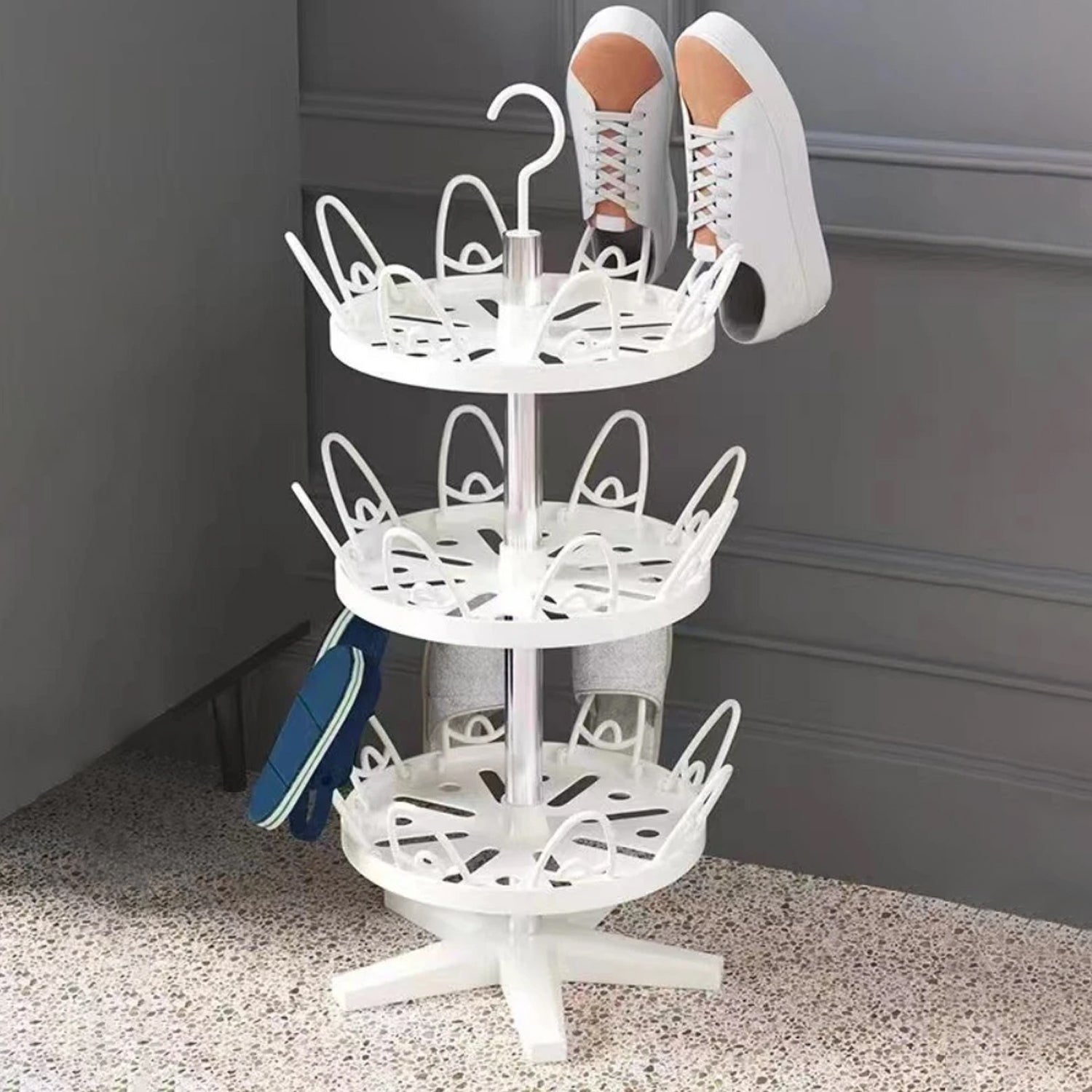 Rotating Shoe Rack, 3 Layer/ 3 Tier Rotating Shoe Rack (1 Pc) - infinityexculsivestore.com