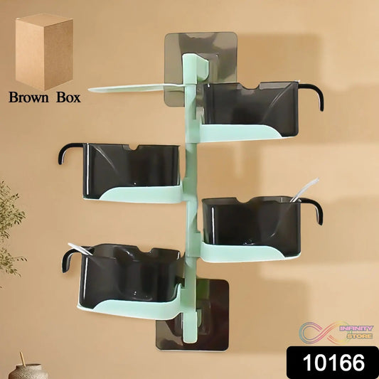 Rotating Spice Jars Vertical Rotatable Seasoning Box 5 Section / Tier With 5 Spoon (1 Set) - infinityexculsivestore.com