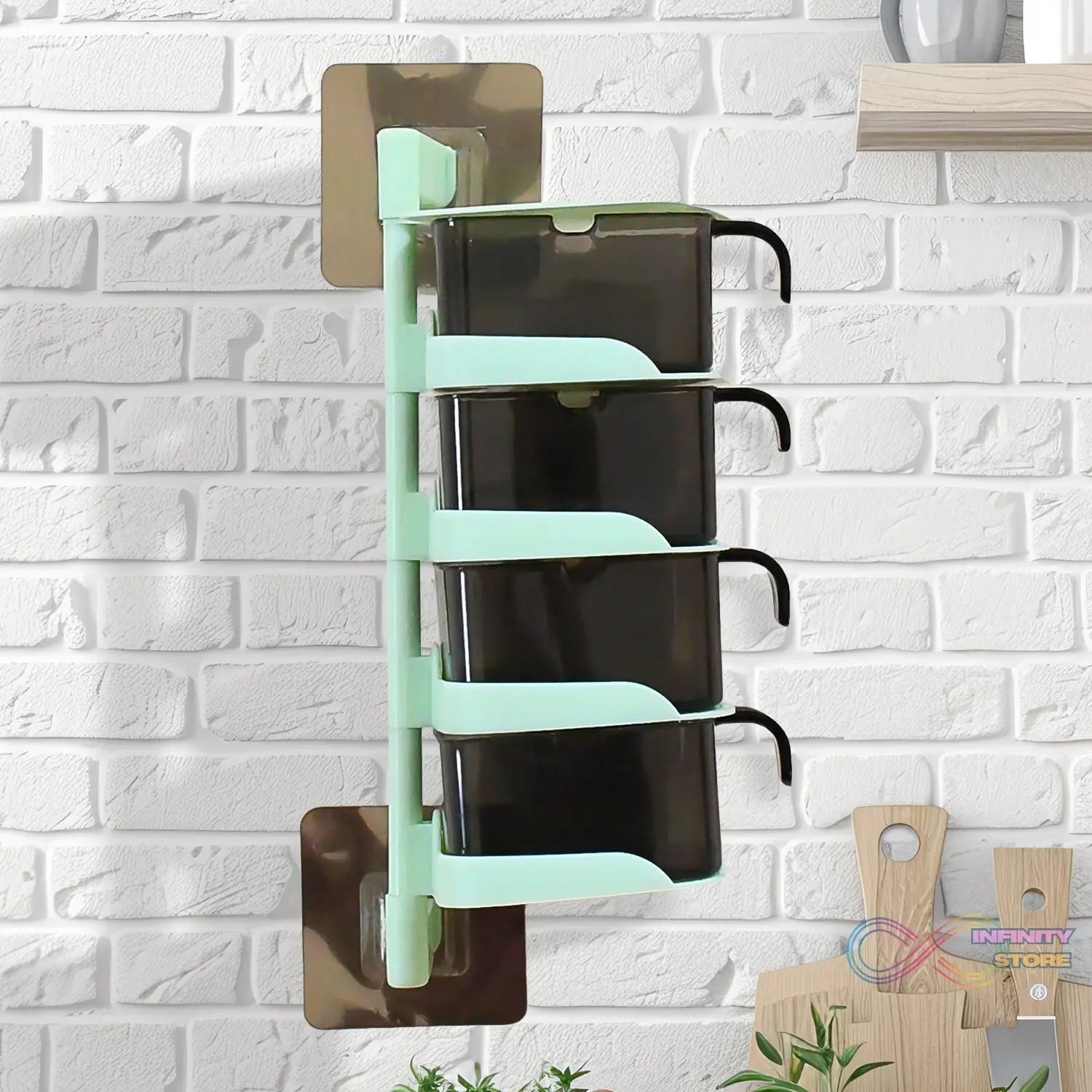 Rotating Spice Jars Vertical Rotatable Seasoning Box 5 Section / Tier With 5 Spoon (1 Set) - infinityexculsivestore.com