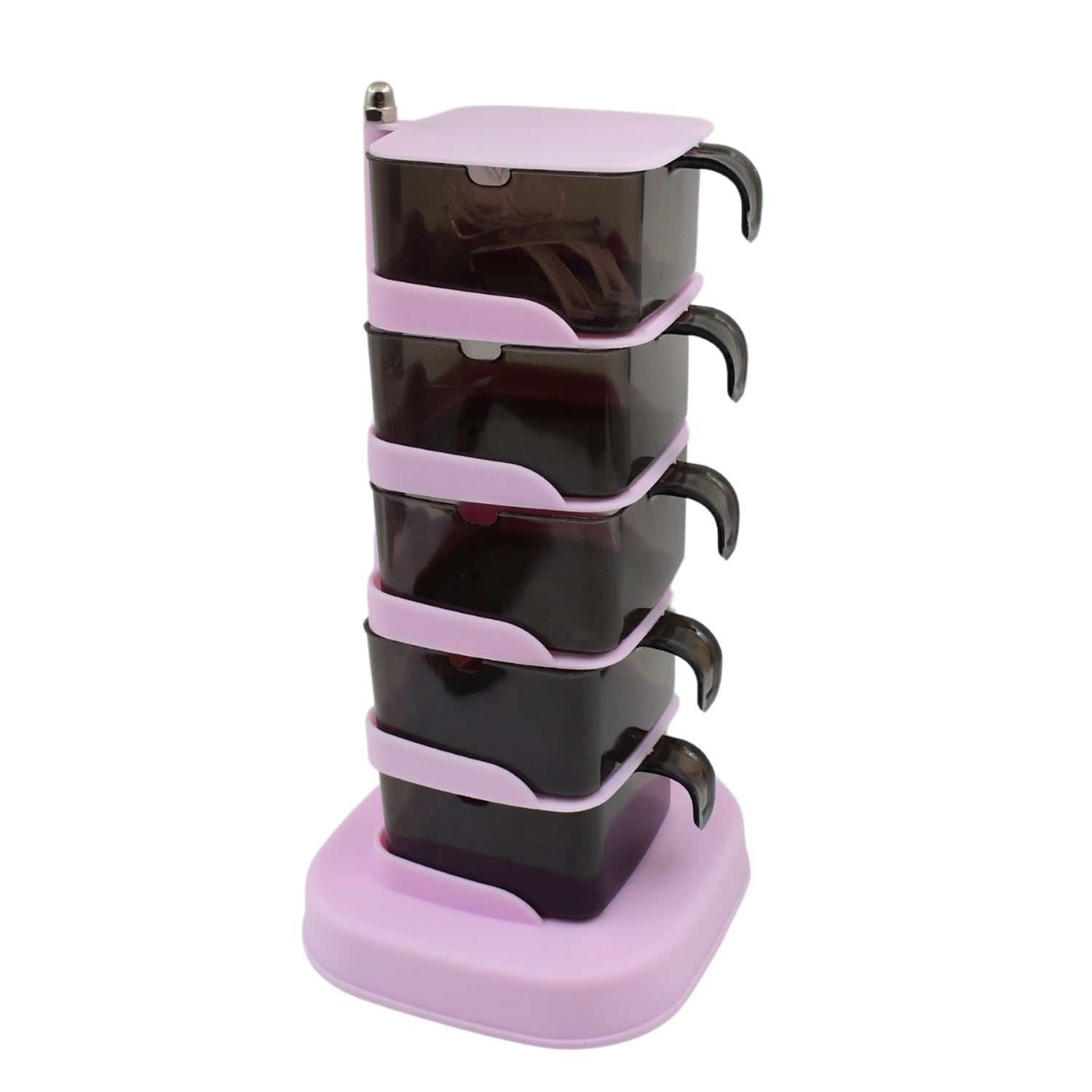 Rotating Spice Jars Vertical Rotatable Seasoning Box 5 Section / Tier With 5 Spoon (1 Set) - infinityexculsivestore.com