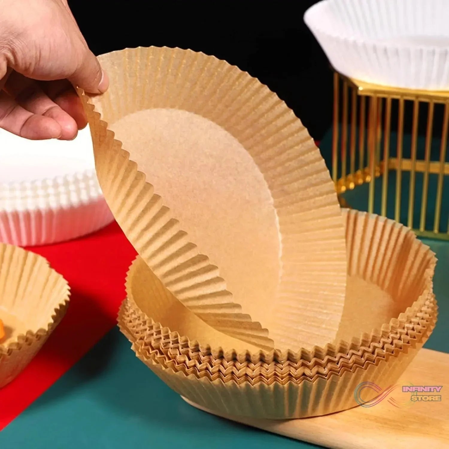 Round Air Fryer Disposable Paper Liner (50 Pcs Set / 160mmx45mm) - infinityexculsivestore.com