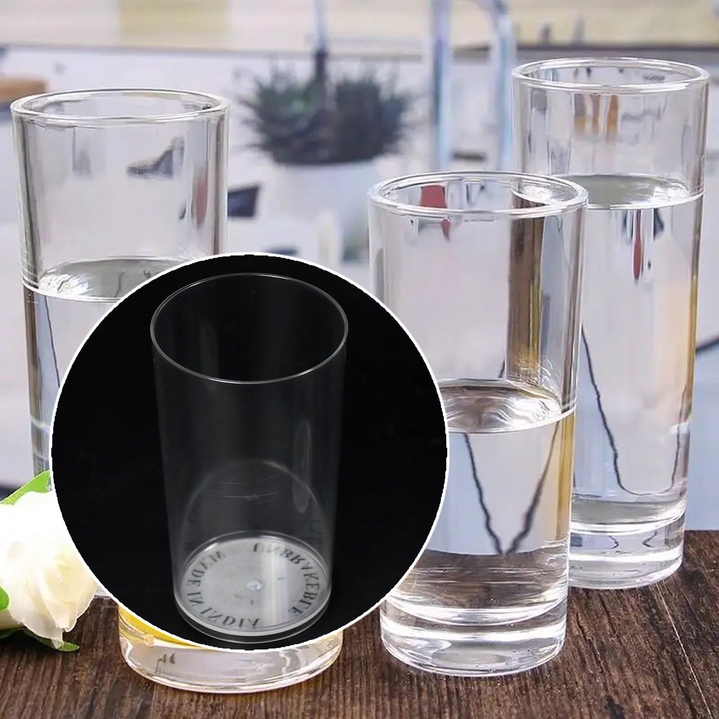 Round Clear Plastic Water Glass Juice Beer Wine Plastic Unbreakable Transparent Glass Set ( 300ml 6pc ) - infinityexculsivestore.com