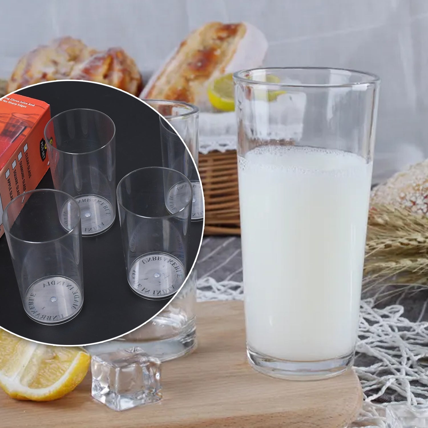 Round Clear Plastic Water Glass Juice Beer Wine Plastic Unbreakable Transparent Glass Set ( 300ml 6pc ) - infinityexculsivestore.com