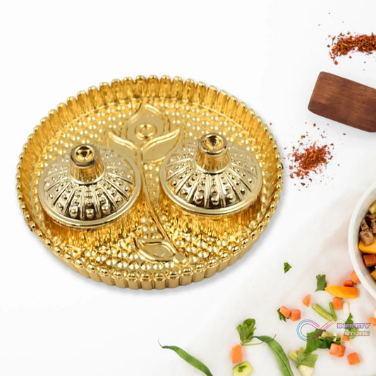Round Shape Special Puja Thali, Kumkum Thali Holder (1 Pc / Small) - infinityexculsivestore.com