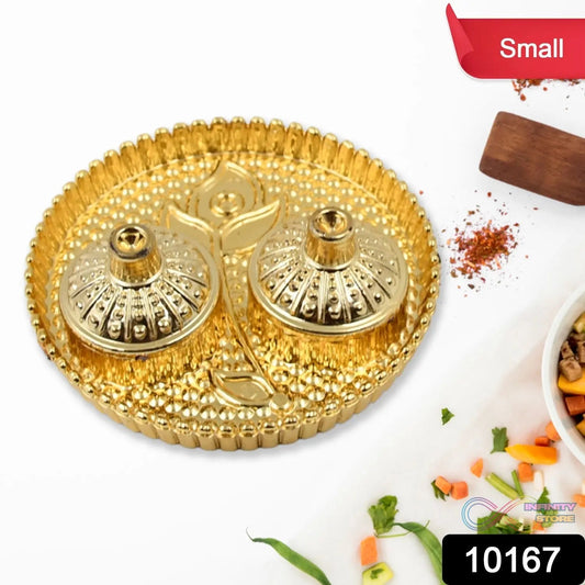 Round Shape Special Puja Thali, Kumkum Thali Holder (1 Pc / Small) - infinityexculsivestore.com