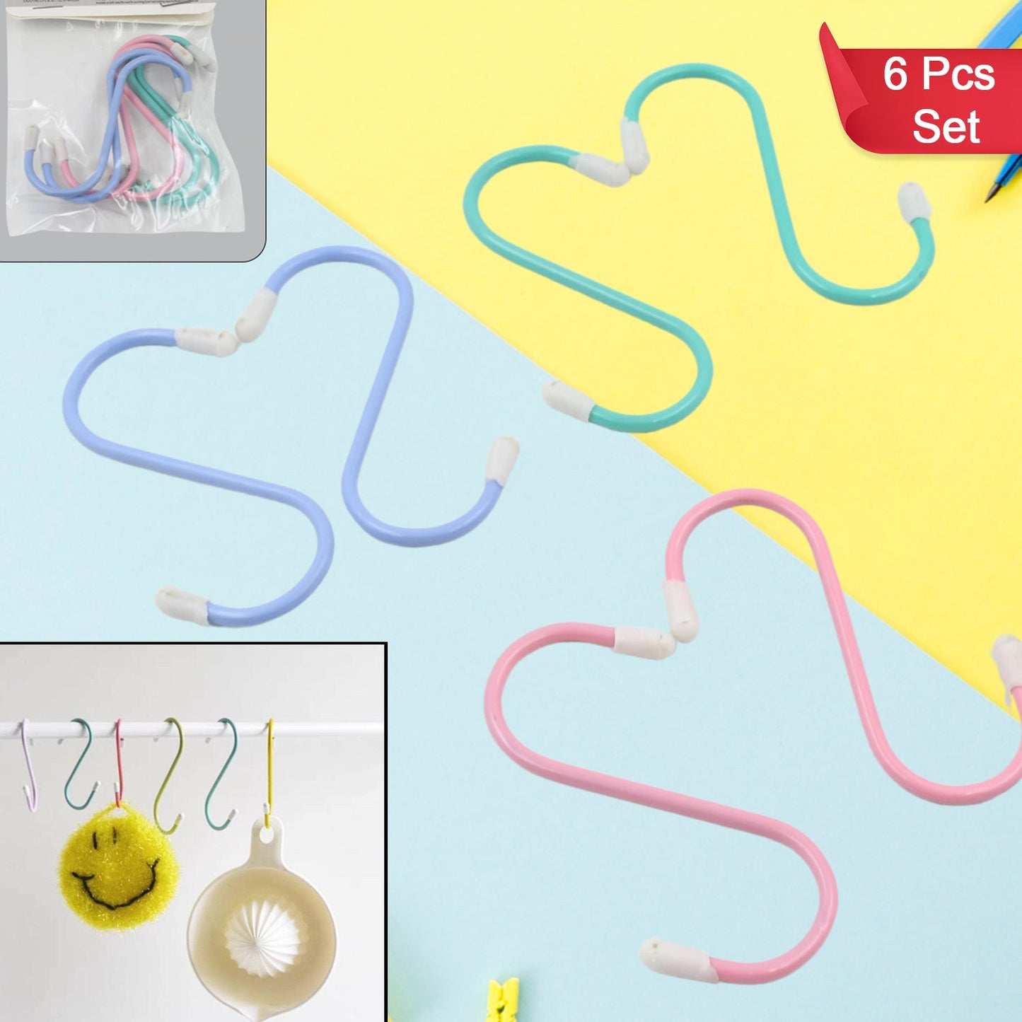S Shape Metal Hooks for Hanging, Heavy Duty S Shaped Hooks for Hanging Clothes, Metal Hooks for Kitchen, Wardrobe, Work Shop, Bathroom, Garden, Office (6 Pcs Set) - infinityexculsivestore.com