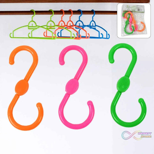 S Shape Plastic Hooks Hanger for Hanging Cloth (3 Pcs Set) - infinityexculsivestore.com