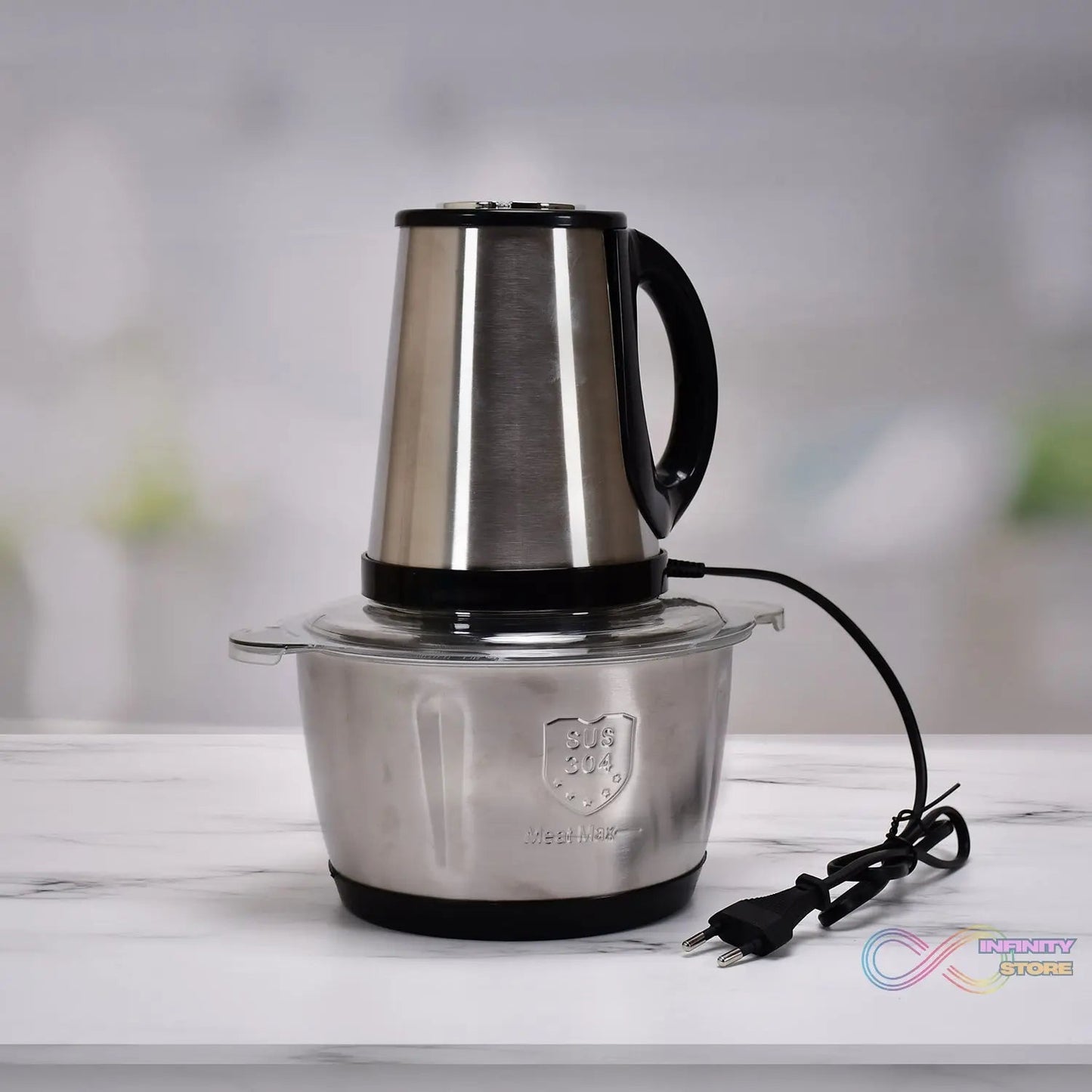 STAINLESS STEEL ELECTRIC MEAT GRINDERS WITH BOWL HEAVY FOR KITCHEN FOOD CHOPPER, MEAT, VEGETABLES, ONION , GARLIC SLICER DICER, FRUIT & NUTS BLENDER (2L, 250WATTS) - infinityexculsivestore.com