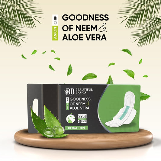 Sanitary Pads for Women With Goodness of Neem & Aloe Vera | Ultra Thin | Leakage Protection | PH Balance | With Antibacterial Anion Chip | 5X More Absorbance (320 mm / 36 Pads) - infinityexculsivestore.com