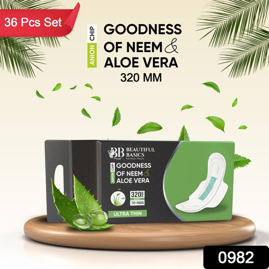 Sanitary Pads for Women With Goodness of Neem & Aloe Vera | Ultra Thin | Leakage Protection | PH Balance | With Antibacterial Anion Chip | 5X More Absorbance (320 mm / 36 Pads) - infinityexculsivestore.com
