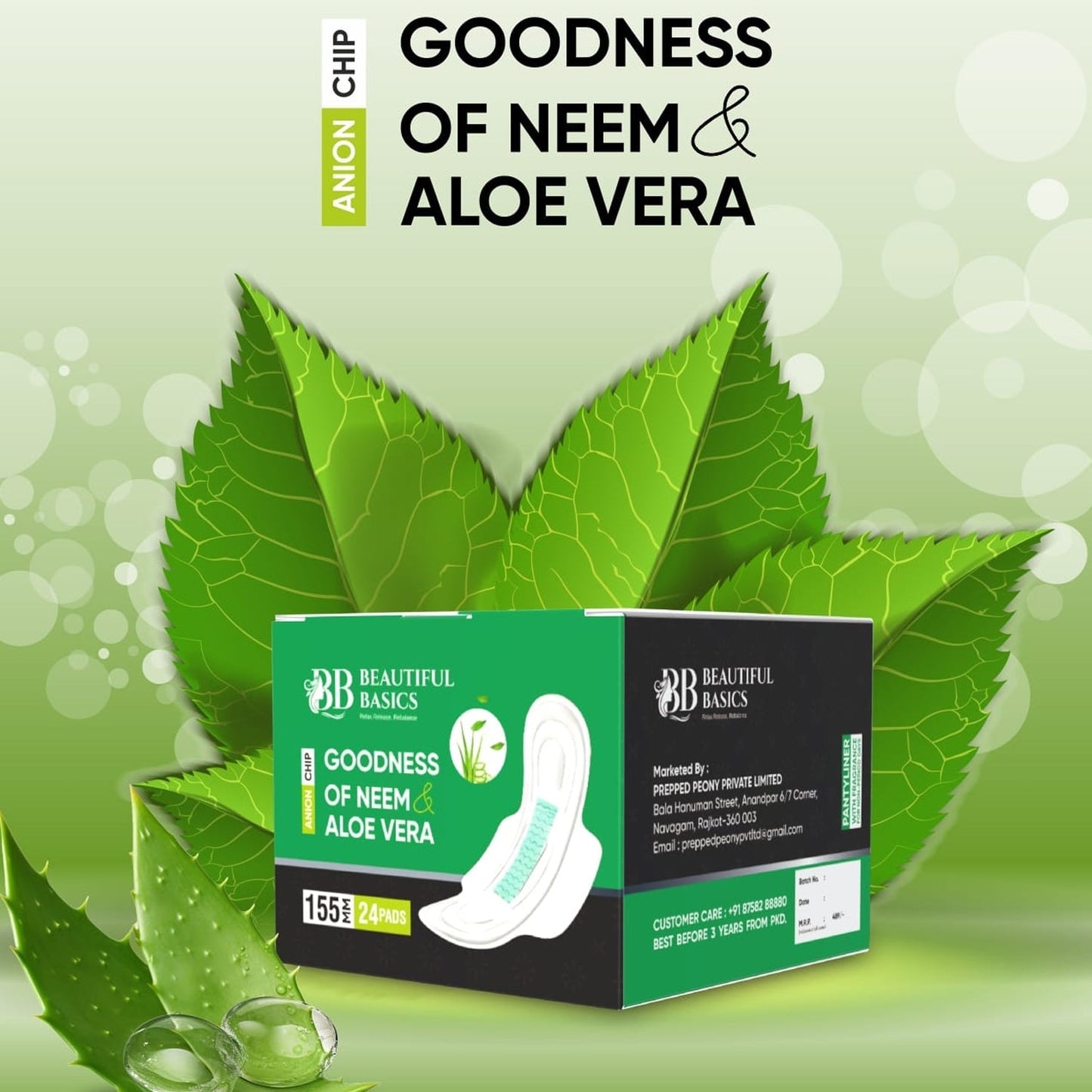 Sanitary Pantyliner with Neem & Aloe Vera, Ultra Thin, PH Balanced, Antibacterial (24 Pads, 155mm) - infinityexculsivestore.com