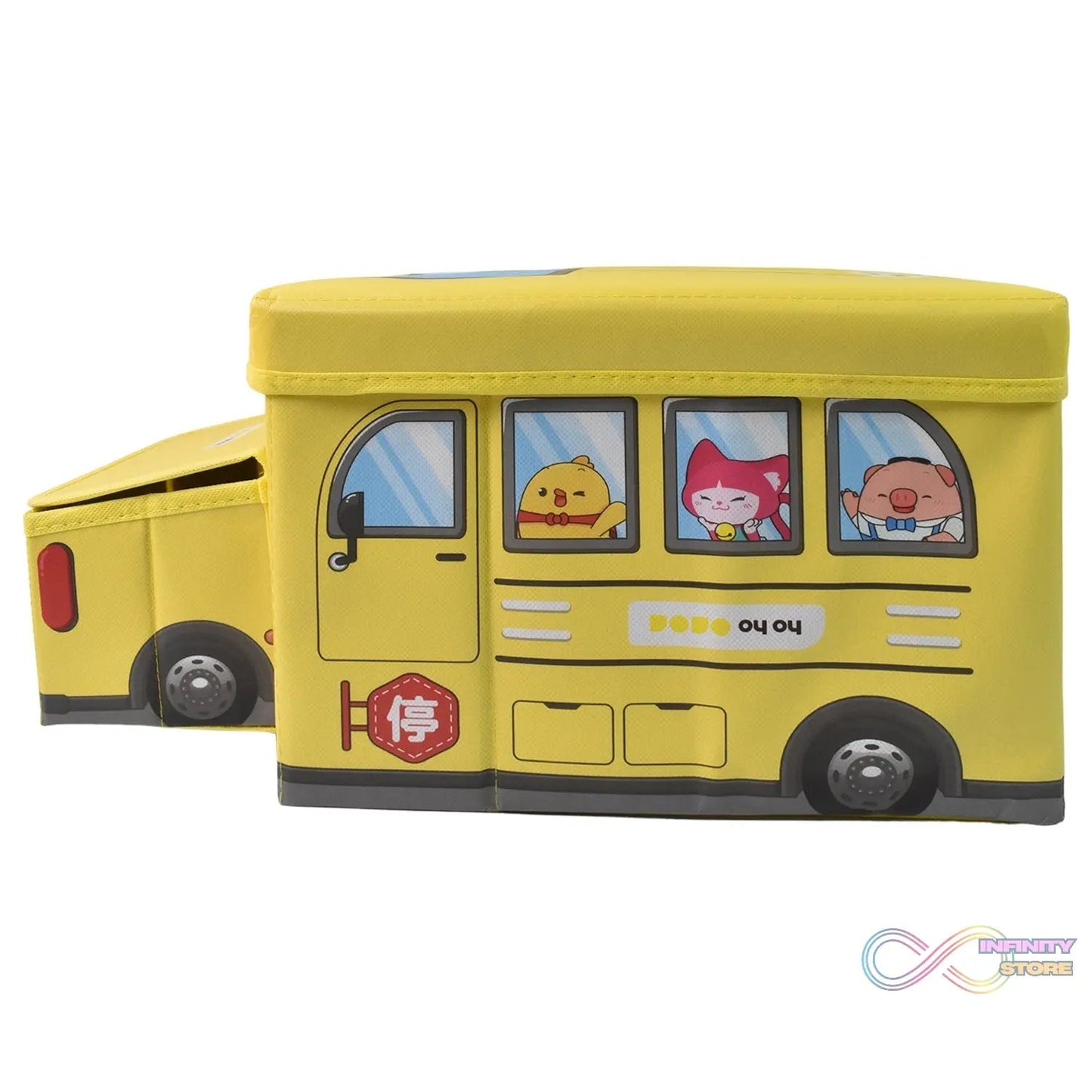School Bus Shaped Portable Foldable Toy Box Storage with Lid (1 Pc) - infinityexculsivestore.com