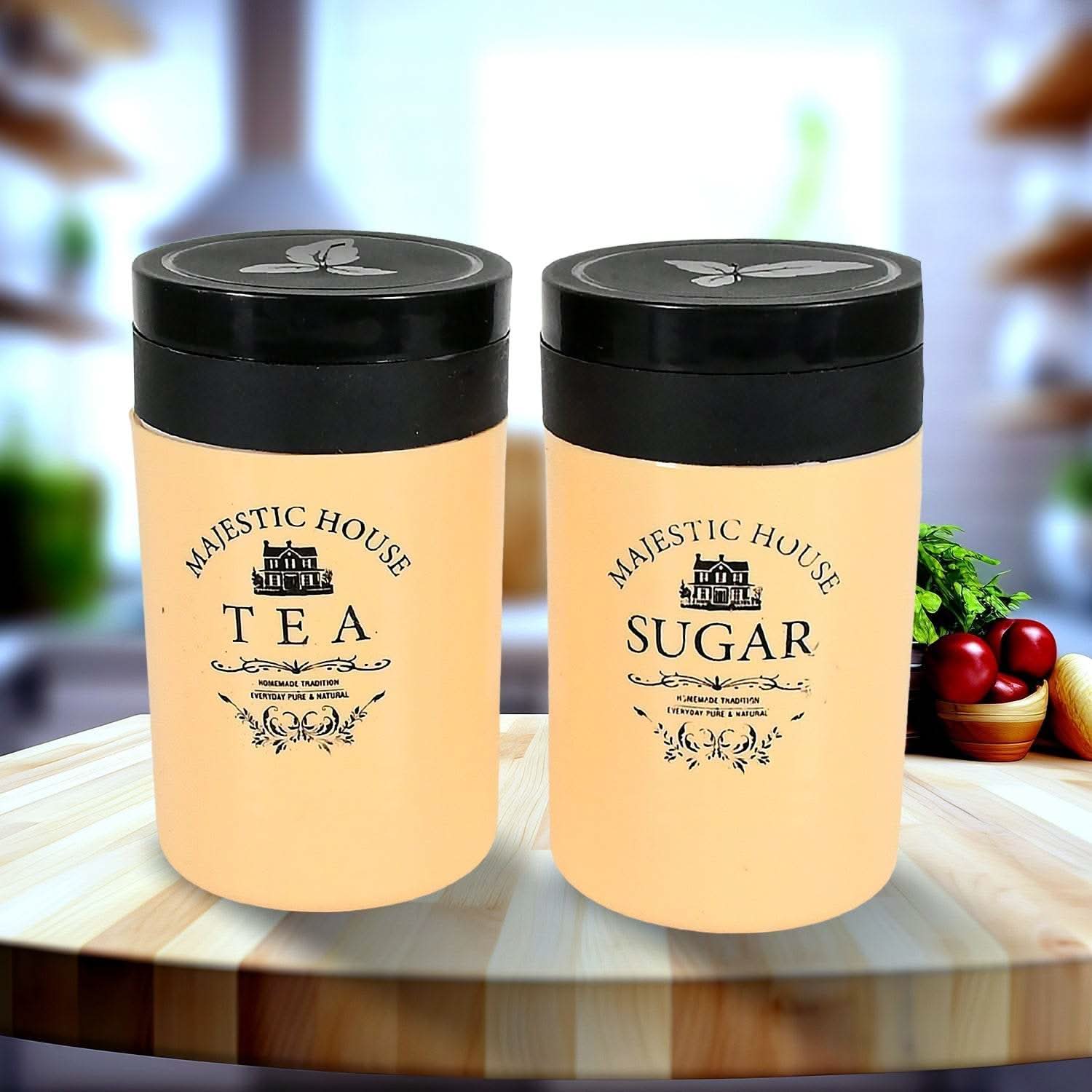 Accurate Seal Tea Sugar Coffee Container, Plastic Damru Shaped Tea, Coffee, Sugar Canisters Jar, New Airtight Food Seal Containers for Salt, Dry Fruit, Grocery 2 Section (800 ML Approx) - infinityexculsivestore.com