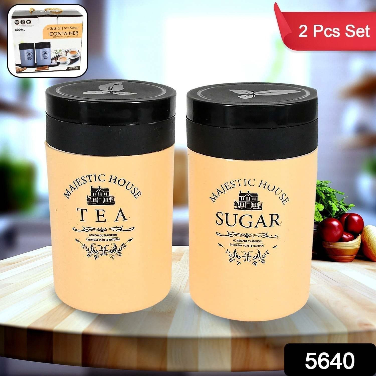 Accurate Seal Tea Sugar Coffee Container, Plastic Damru Shaped Tea, Coffee, Sugar Canisters Jar, New Airtight Food Seal Containers for Salt, Dry Fruit, Grocery 2 Section (800 ML Approx) - infinityexculsivestore.com