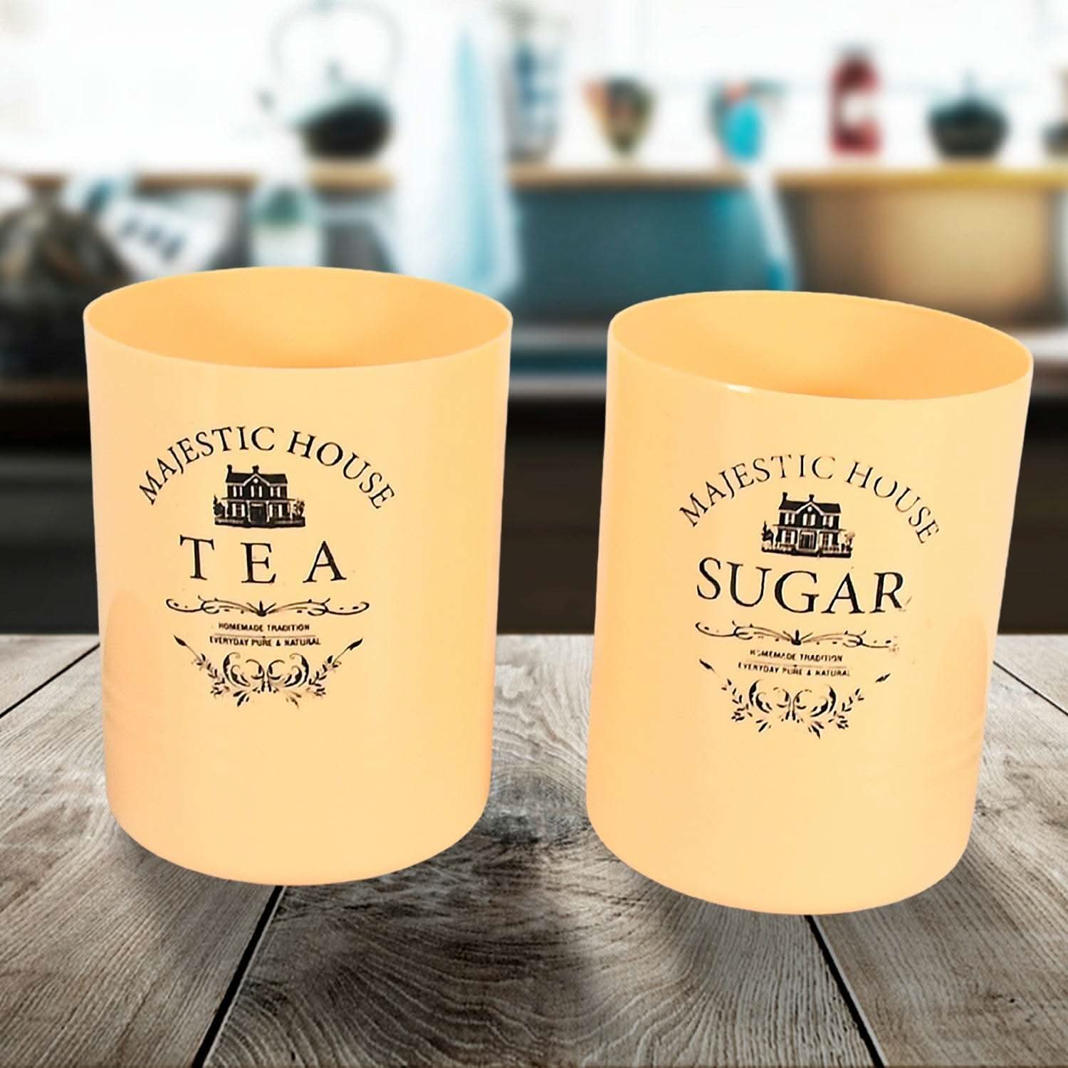 Accurate Seal Tea Sugar Coffee Container, Plastic Damru Shaped Tea, Coffee, Sugar Canisters Jar, New Airtight Food Seal Containers for Salt, Dry Fruit, Grocery 2 Section (800 ML Approx) - infinityexculsivestore.com