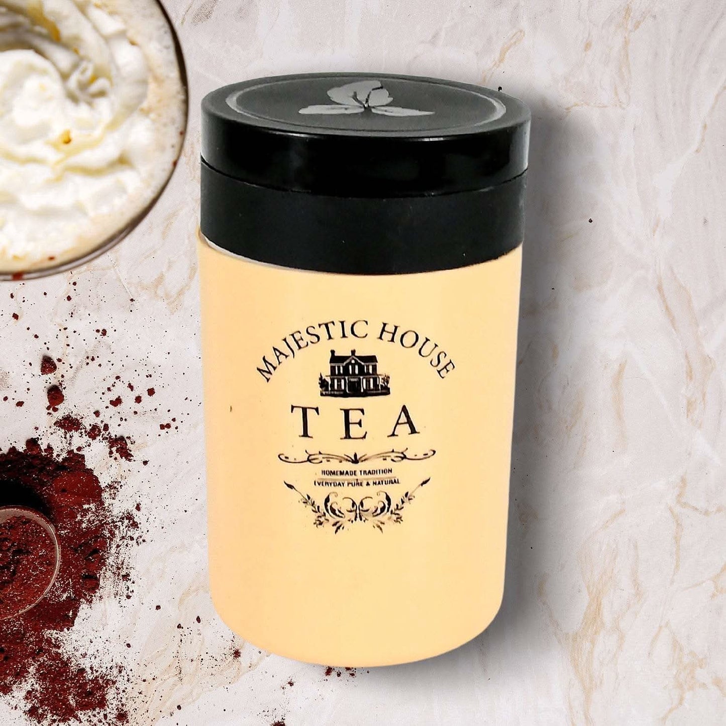 Accurate Seal Tea Sugar Coffee Container, Plastic Damru Shaped Tea, Coffee, Sugar Canisters Jar, New Airtight Food Seal Containers for Salt, Dry Fruit, Grocery 2 Section (800 ML Approx) - infinityexculsivestore.com