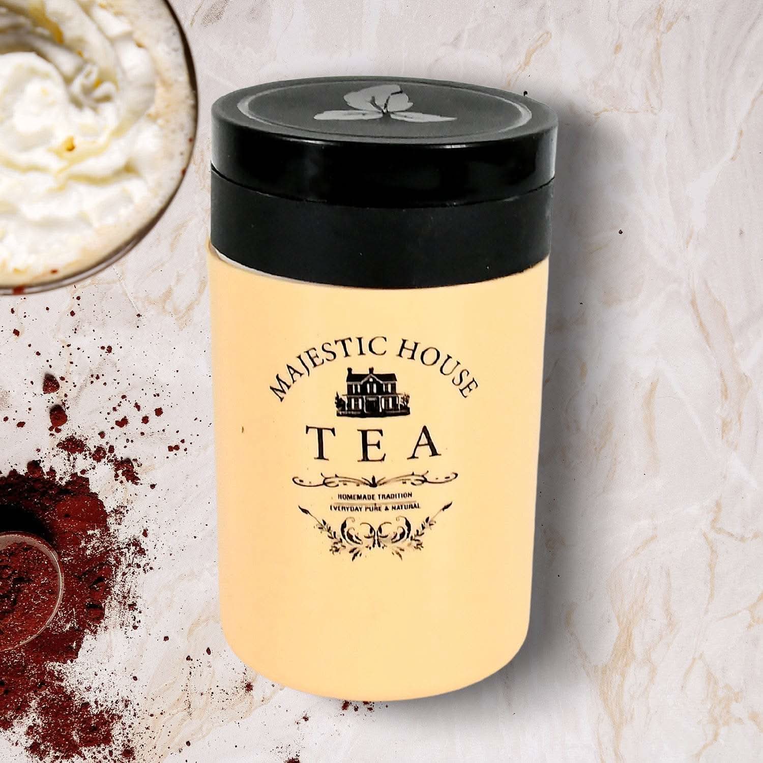 Accurate Seal Tea Sugar Coffee Container, Plastic Damru Shaped Tea, Coffee, Sugar Canisters Jar, New Airtight Food Seal Containers for Salt, Dry Fruit, Grocery 2 Section (800 ML Approx) - infinityexculsivestore.com