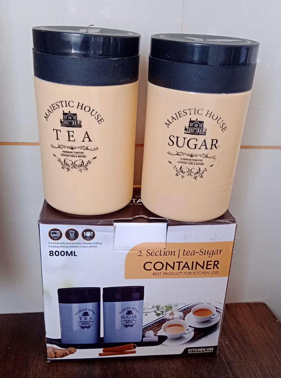 Accurate Seal Tea Sugar Coffee Container, Plastic Damru Shaped Tea, Coffee, Sugar Canisters Jar, New Airtight Food Seal Containers for Salt, Dry Fruit, Grocery 2 Section (800 ML Approx) - infinityexculsivestore.com