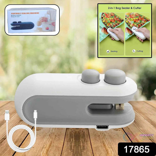 Mini Bag Sealer, 2 in 1 Seal & Cutter Heat Sealers, TYPE - C USB Charging Portable Bag Reseller, Handle Food Sealer, Sealing Machine for Food Storage Plastic Bags Snacks Keep Food Fresh - infinityexculsivestore.com