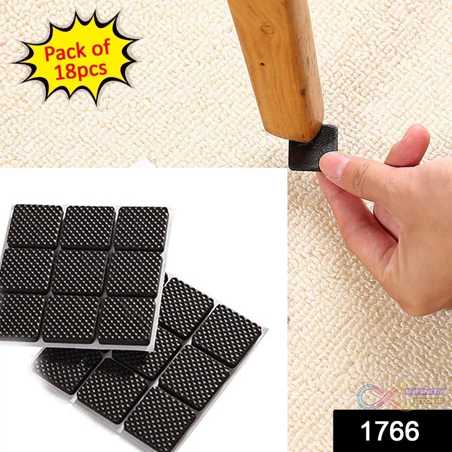 Self Adhesive Furniture Pads - Square (18 Pcs Set) - infinityexculsivestore.com