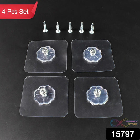 Self Adhesive Hooks Sticker | Screw Nut and Bolt Type (4 Pcs Set) - infinityexculsivestore.com