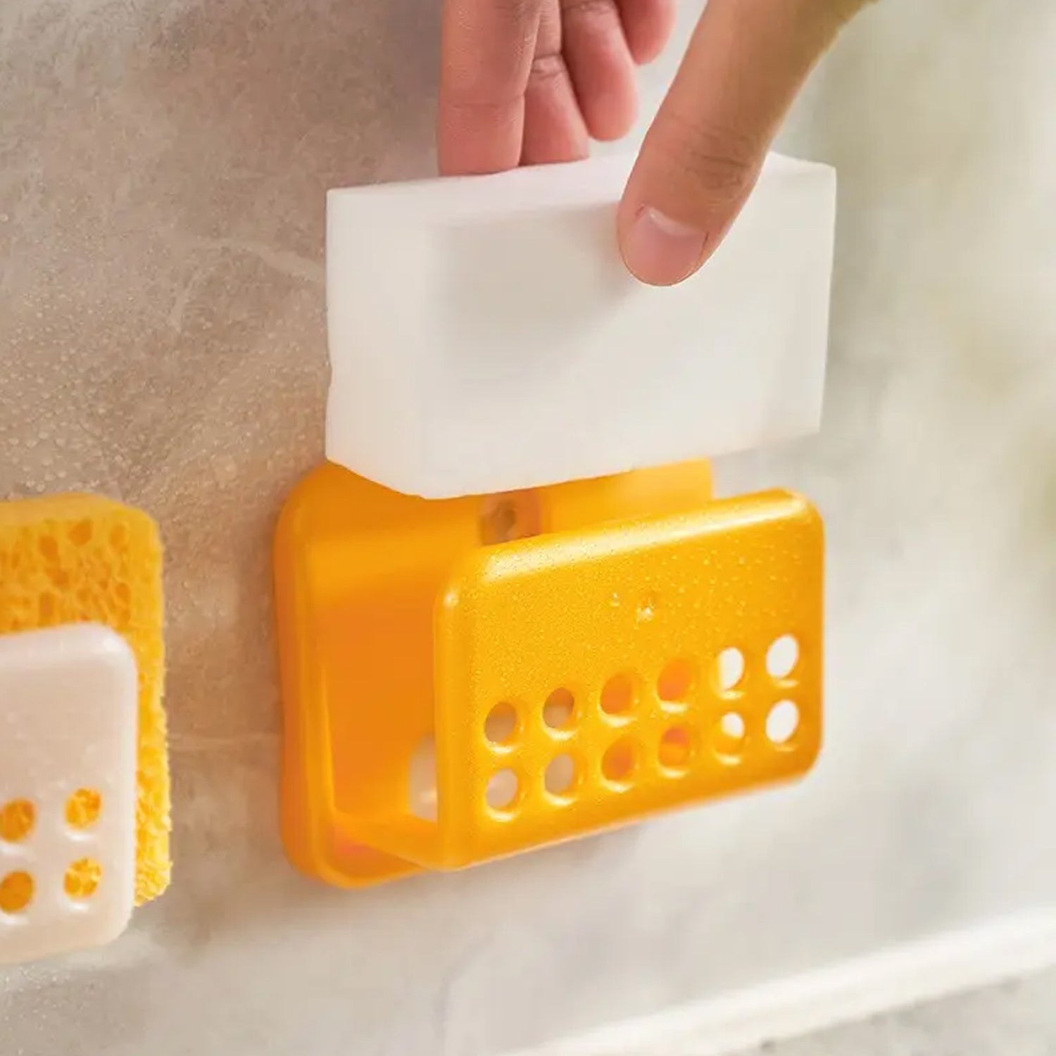 Self - Adhesive Sponge and Soap Holder | No - Drill Sink Organizer & Multipurpose Kitchen Caddy - infinityexculsivestore.com