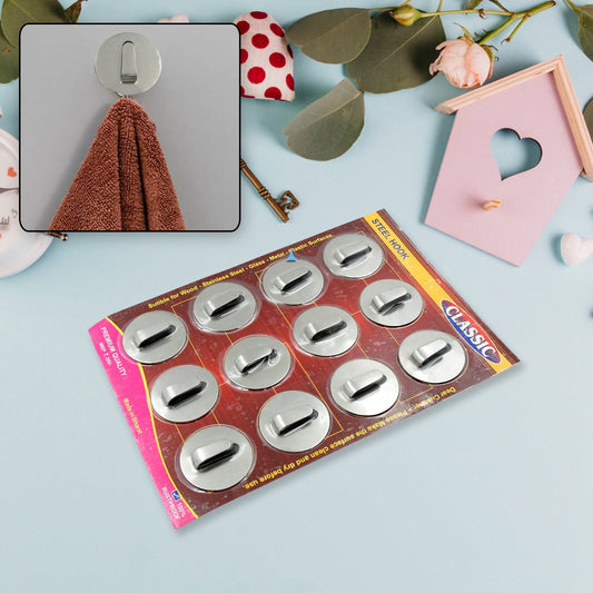 Self - Adhesive Wall Hooks (12 Pcs): Steel, Multipurpose for Home - infinityexculsivestore.com