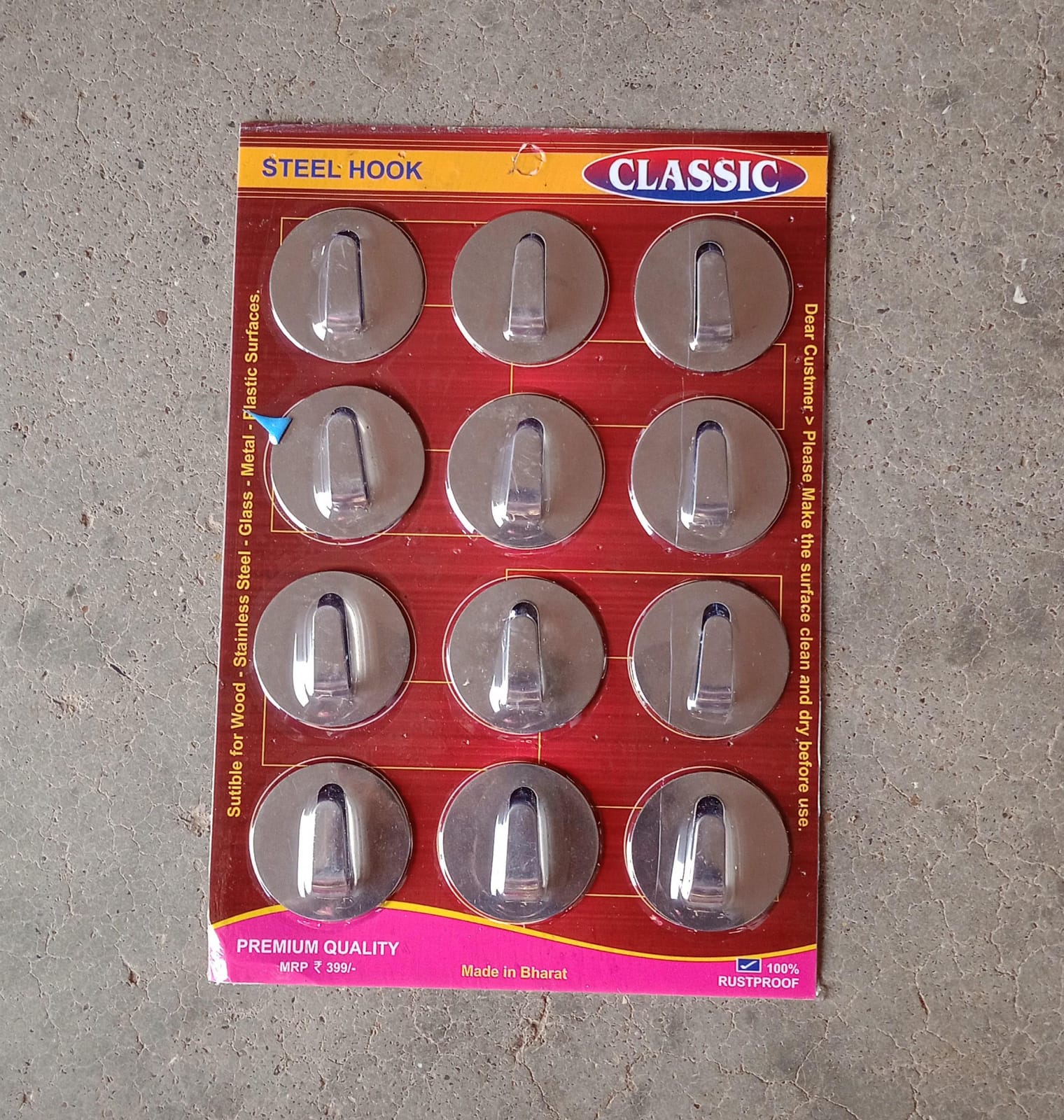 Self - Adhesive Wall Hooks (12 Pcs): Steel, Multipurpose for Home - infinityexculsivestore.com