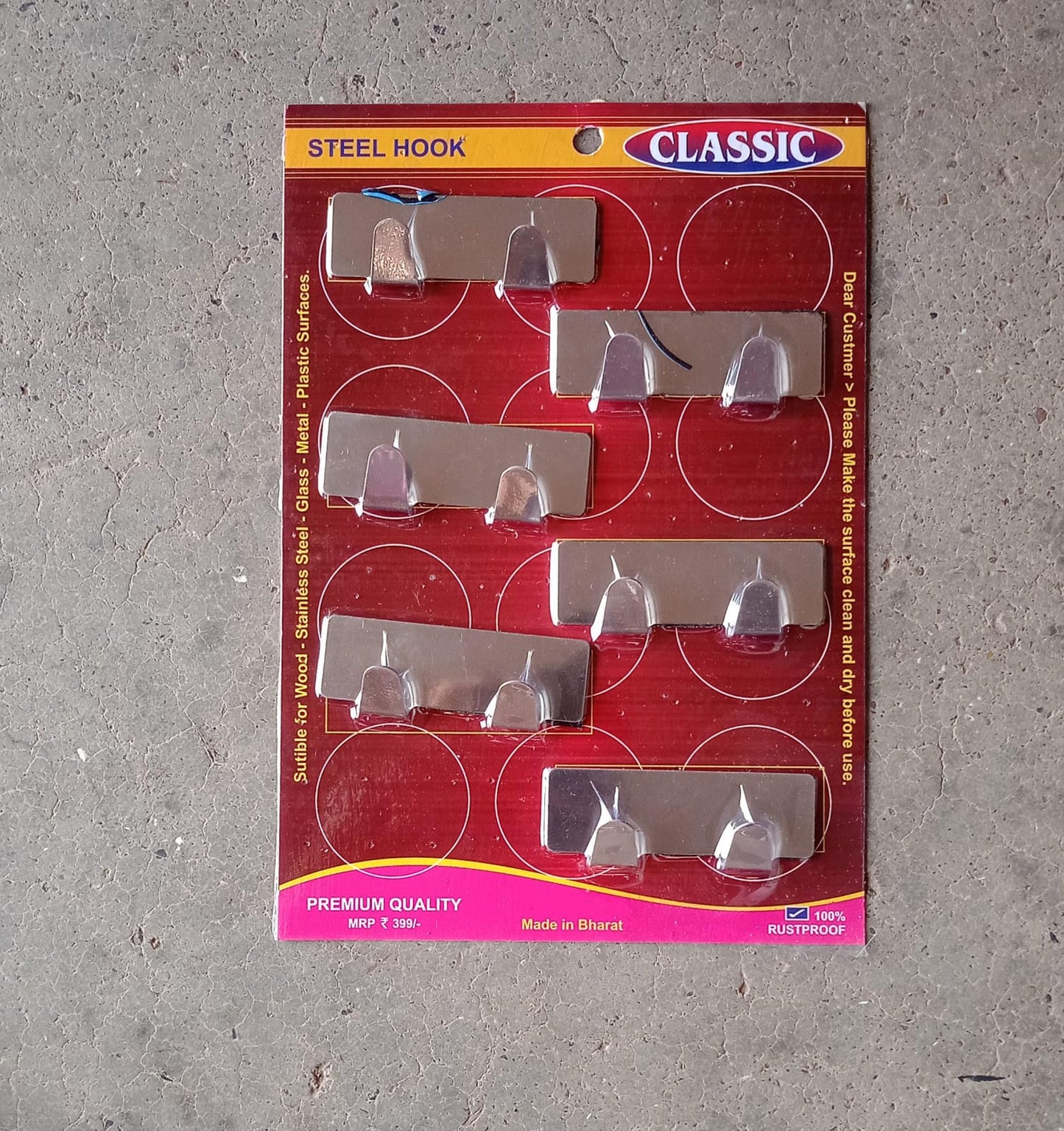Self - Adhesive Wall Hooks (6 Pcs): Stainless Steel, Multipurpose for Home - infinityexculsivestore.com