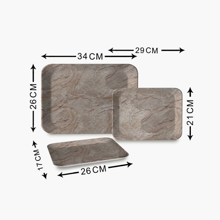 Serving Tray Set (Pack of 3 Pcs) (Small, Medium, Large) (Multicolour) - infinityexculsivestore.com