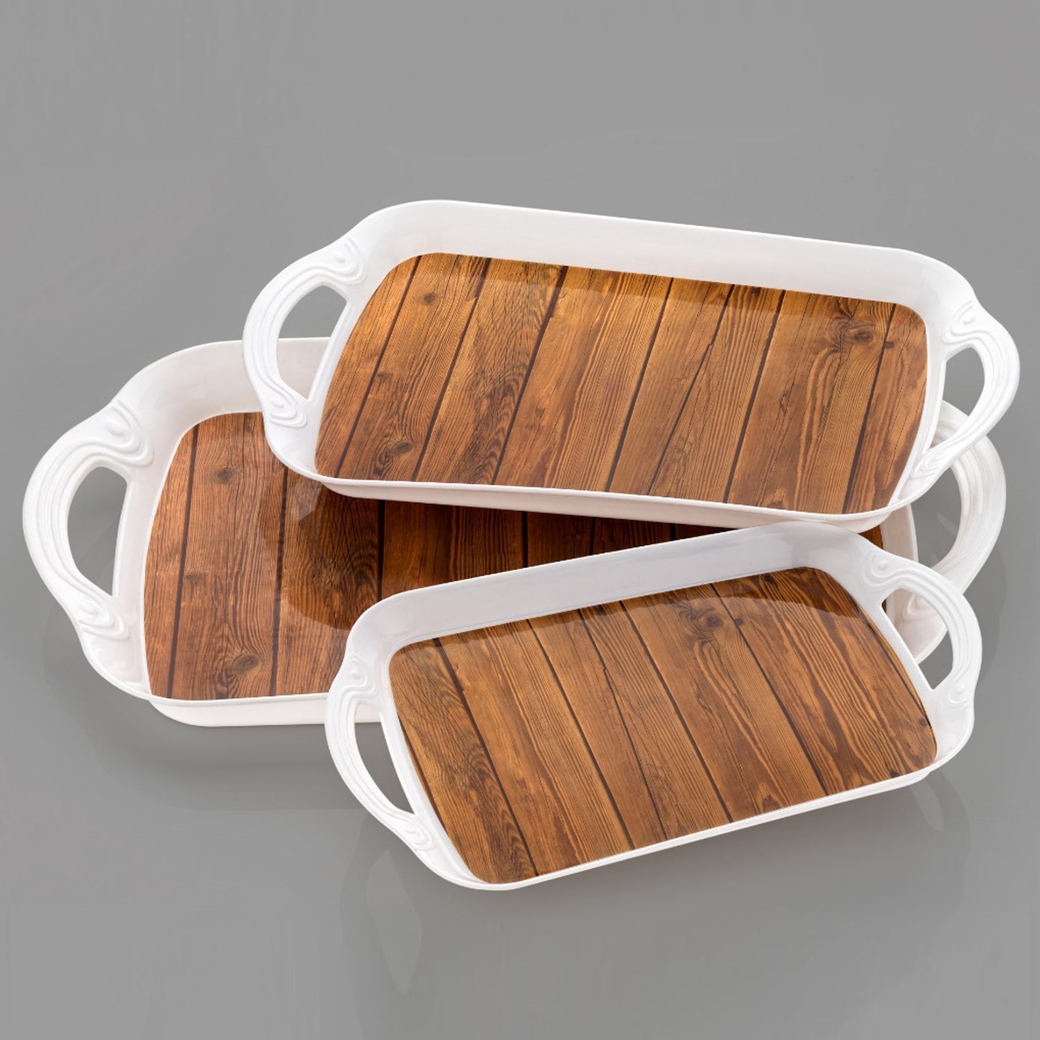 Serving Tray Set (Pack of 3 Pcs) (Small, Medium, Large) (Multicolour) - infinityexculsivestore.com