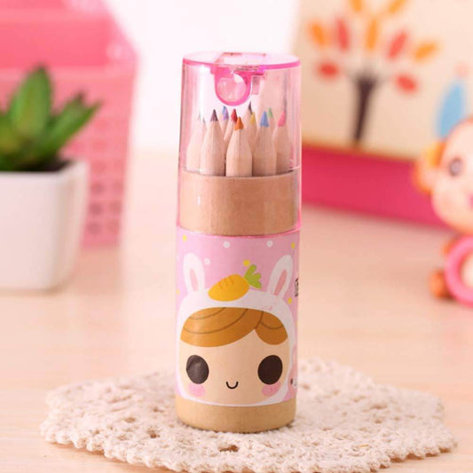 12 Colouring Pencils Kids Set, Pencils Sharpener, Mini Drawing Colored Pencils with Sharpener, Kawaii Manual Pencil Cutter, Coloring Pencil Accessory School Supplies for Kid Artists Writing Sketching - infinityexculsivestore.com