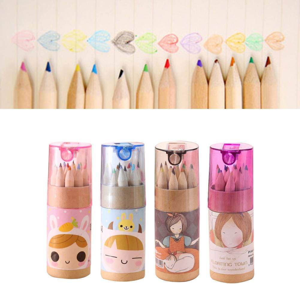12 Colouring Pencils Kids Set, Pencils Sharpener, Mini Drawing Colored Pencils with Sharpener, Kawaii Manual Pencil Cutter, Coloring Pencil Accessory School Supplies for Kid Artists Writing Sketching - infinityexculsivestore.com