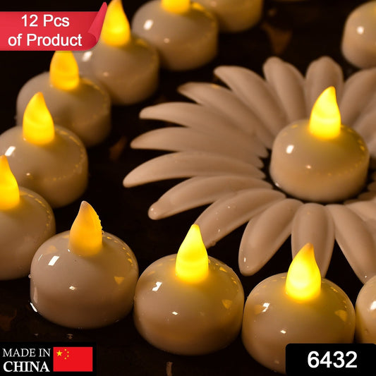 Set of 12 Flameless Floating Candles Battery Operated Tea Lights Tealight Candle - Decorative, Wedding.( Diya , Divo , Diva , Deepak , Jyoti ,) - infinityexculsivestore.com