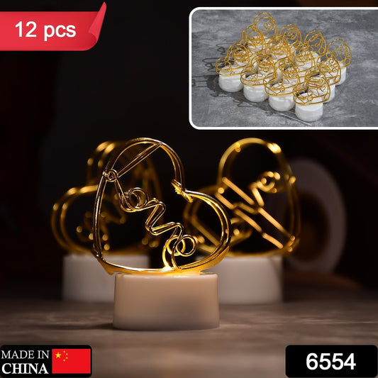 Set of 12 Multicolor Flameless Heart Candles for Decoration - infinityexculsivestore.com