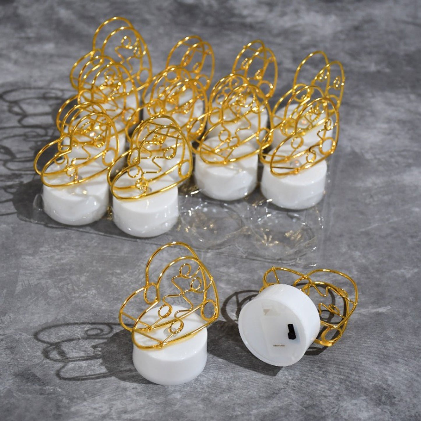 Set of 12 Multicolor Flameless Heart Candles for Decoration - infinityexculsivestore.com